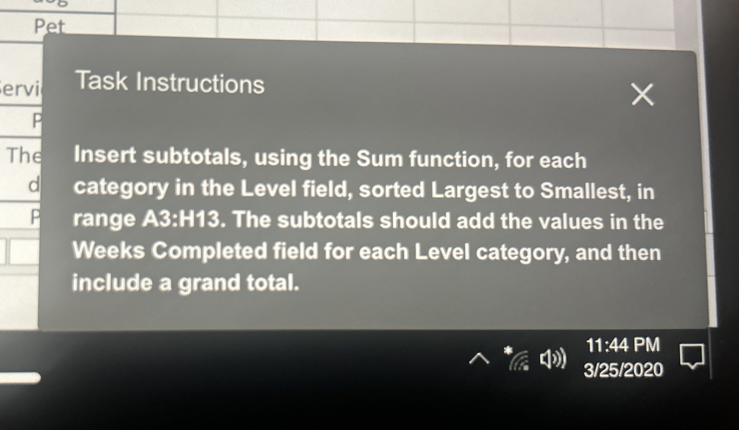 Task Instructions The Insert subtotals, using the