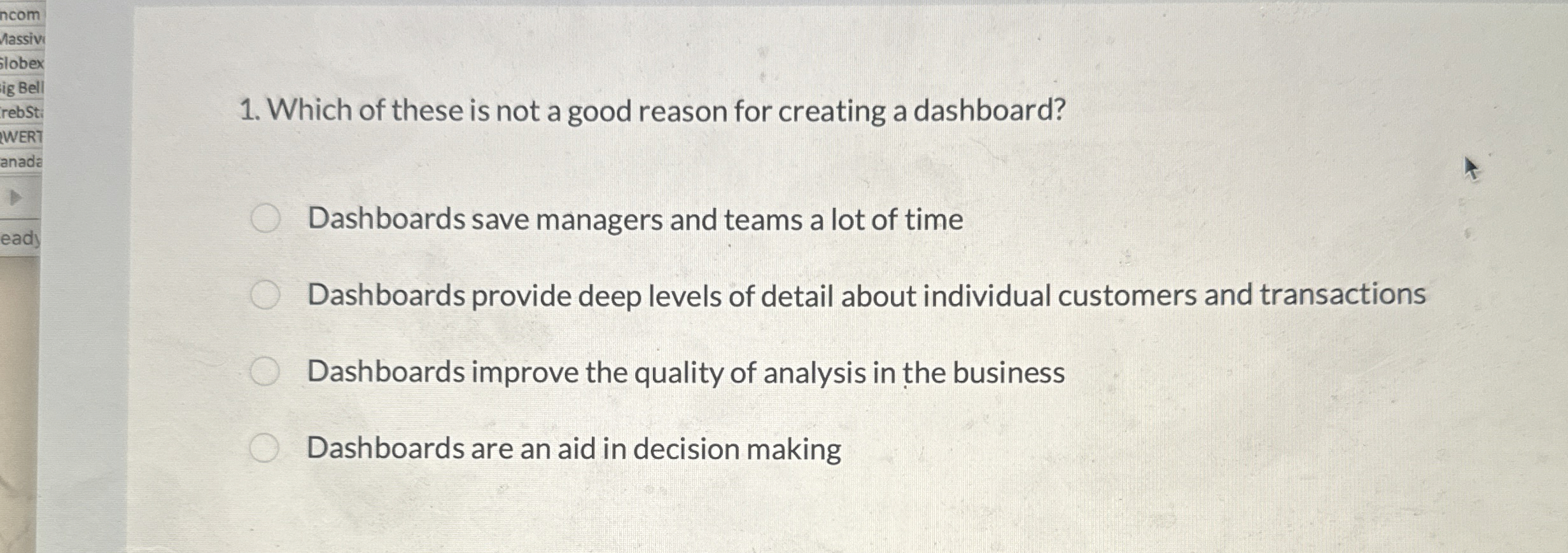 Which of these is not a good reason for creating