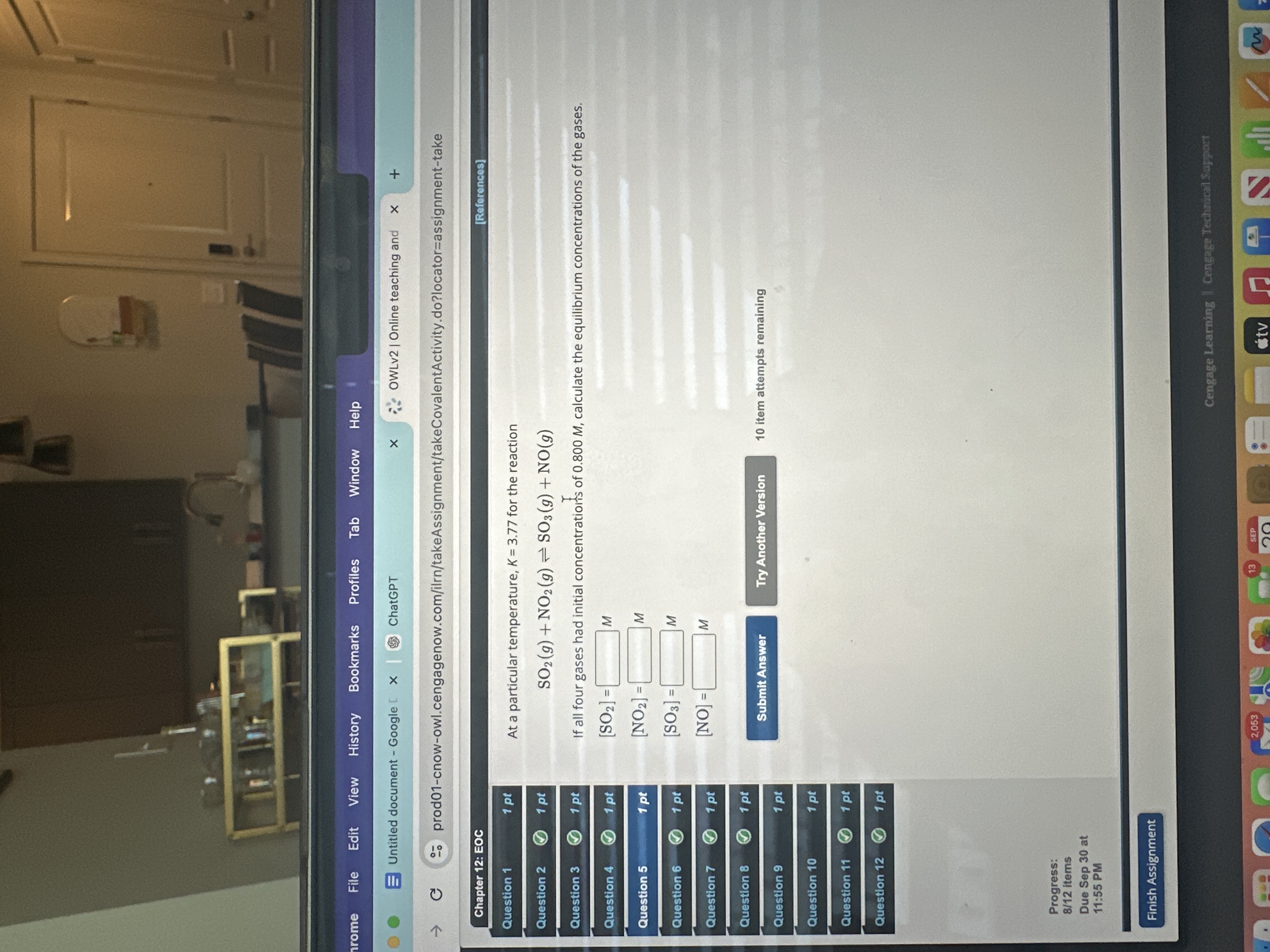 At a particular temperature, K = 3 . 7 7 for the