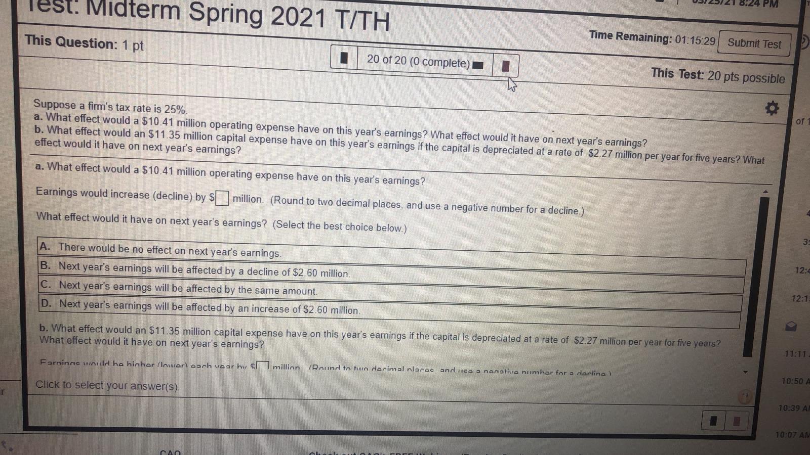 answer question M lest. Midterm Spring 2021 T/TH