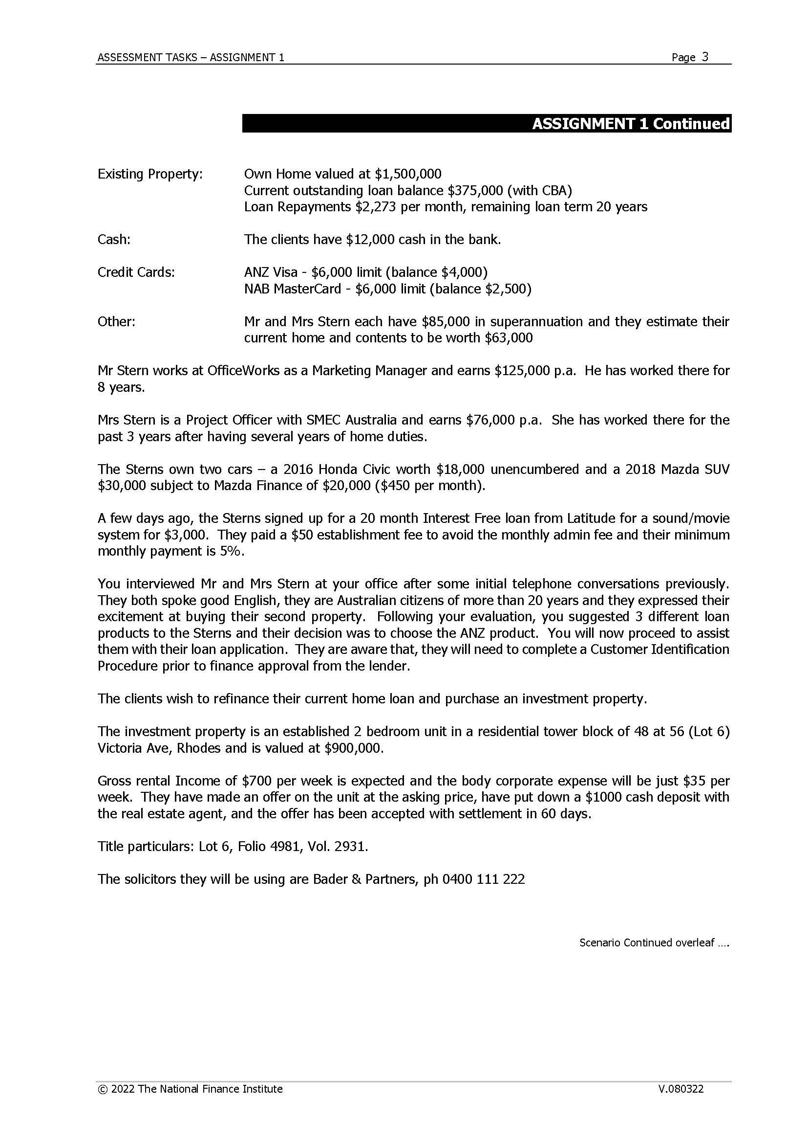 ASSESSMENT TASKS - ASSIGNMENT 1 Page 2 ASSIGNMENT