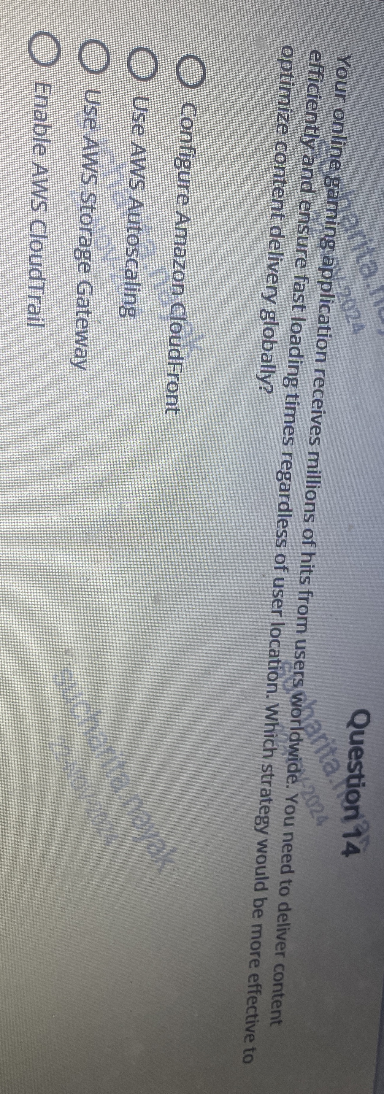 Question 1 4 Your online gaming application