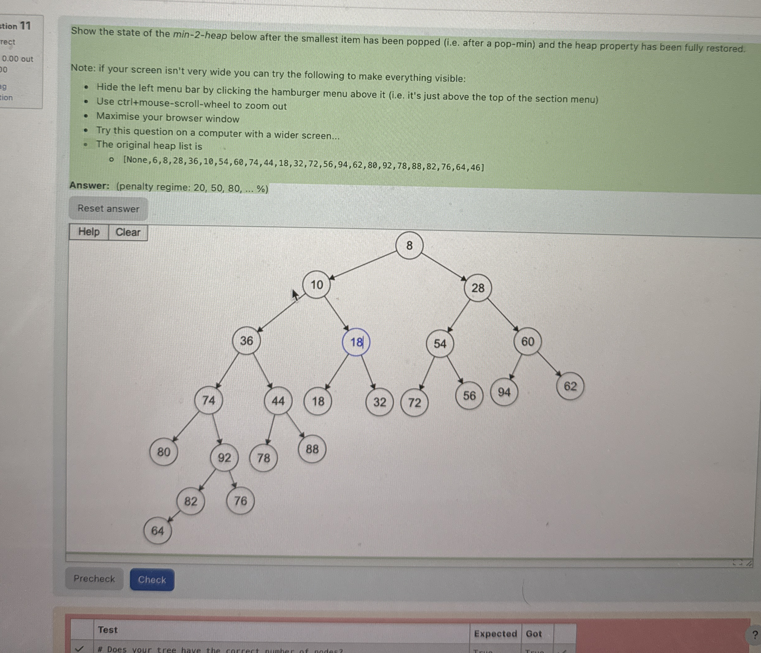 Show the state of the min - 2 - heap below after