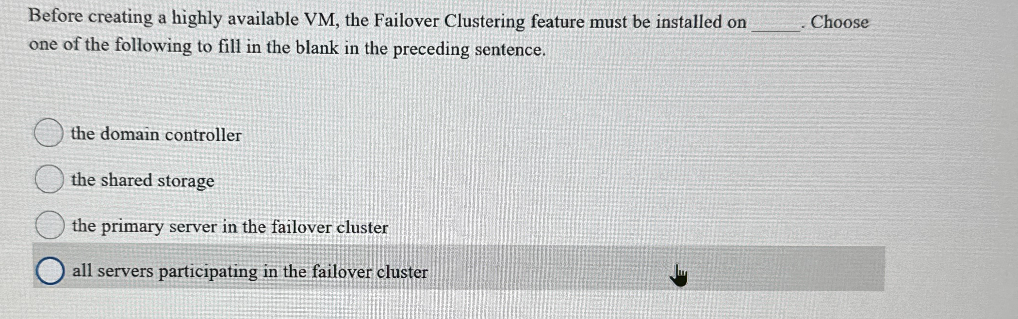 Before creating a highly available VM , the
