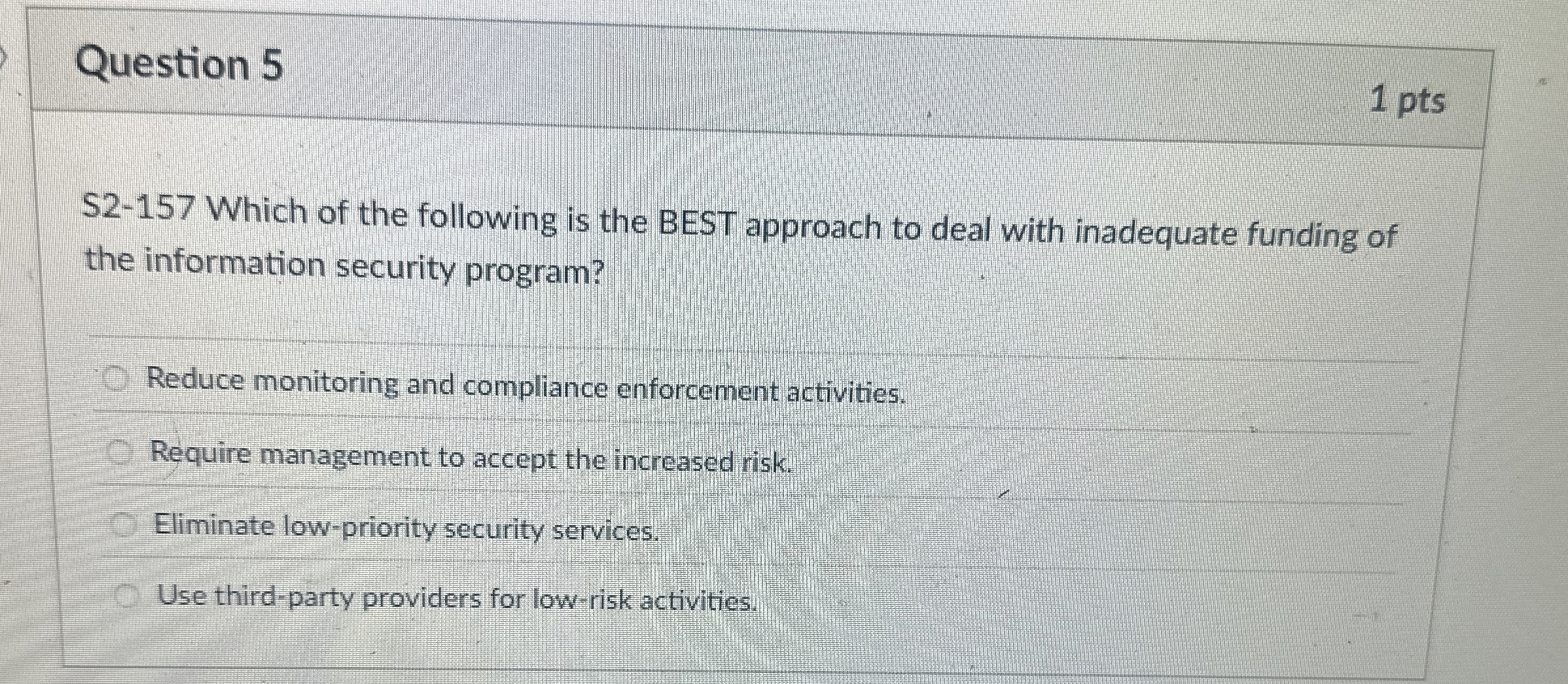 Question 5 S 2 - 1 5 7 Which of the following is