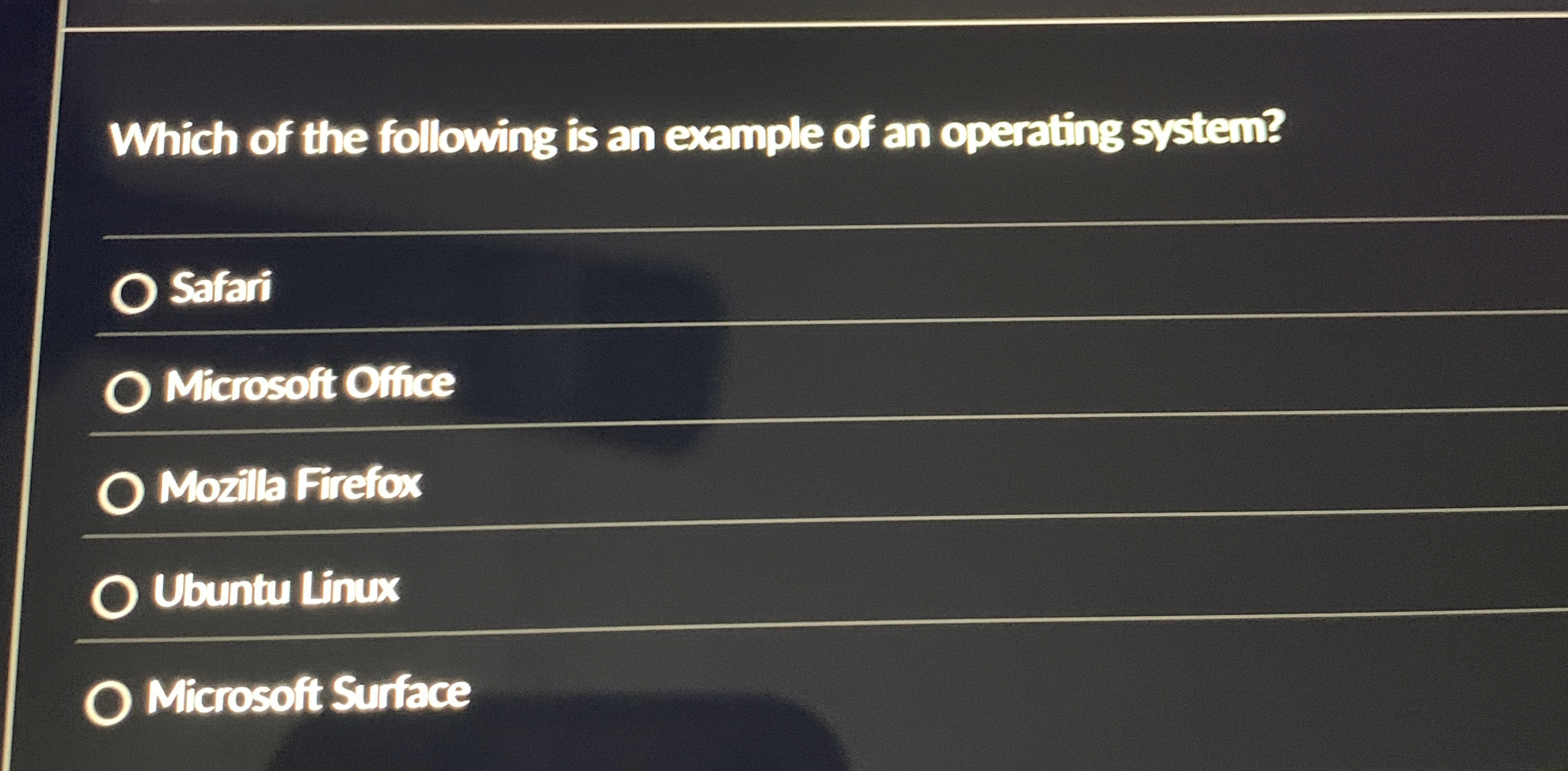 Which of the following is an example of an