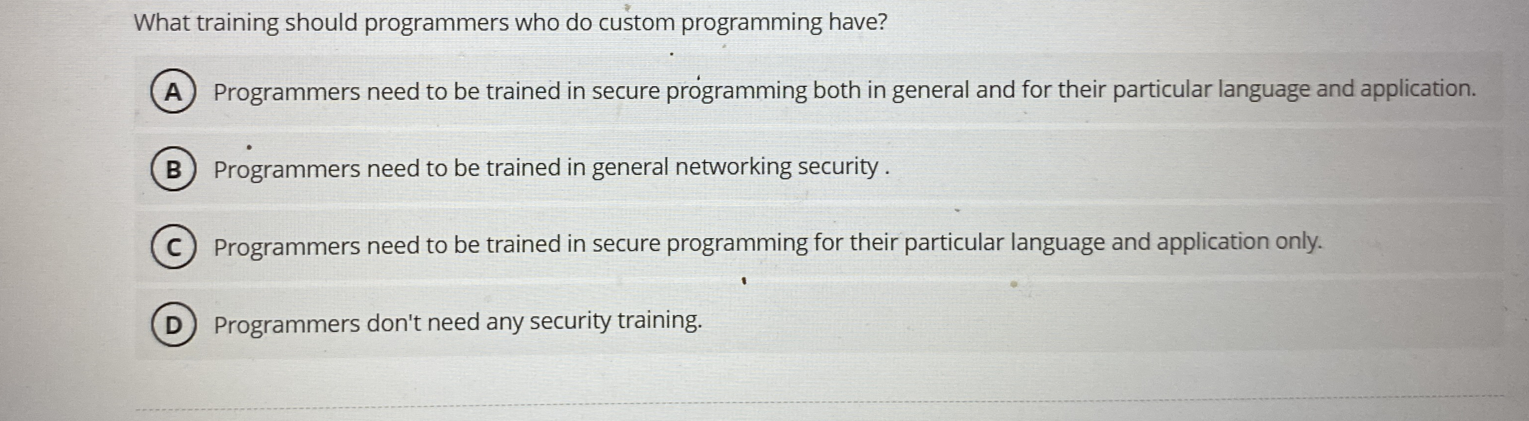What training should programmers who do custom
