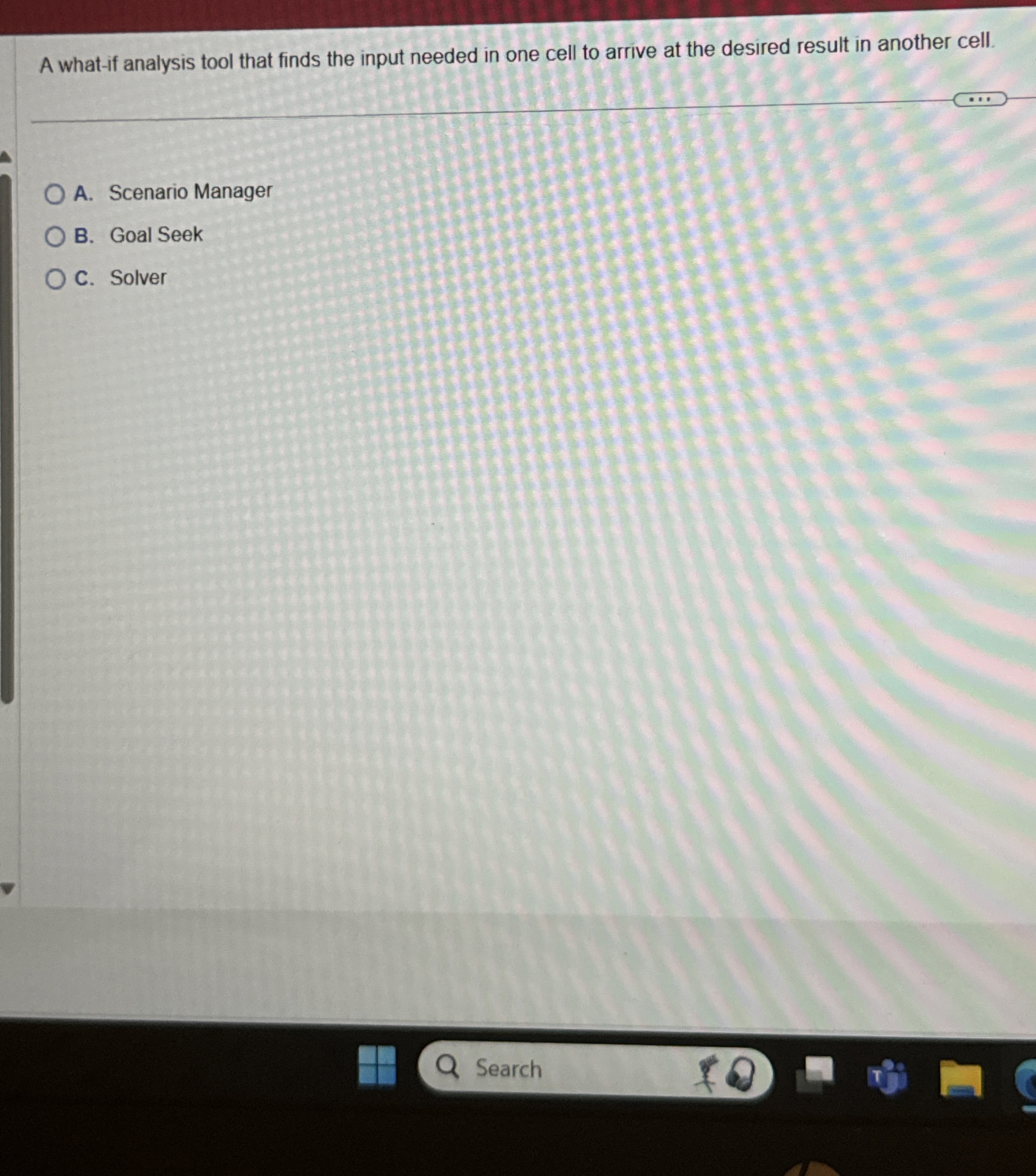 A what - if analysis tool that finds the input