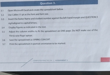 Question 3 . 3 . 1 Open Microsoft Excel and