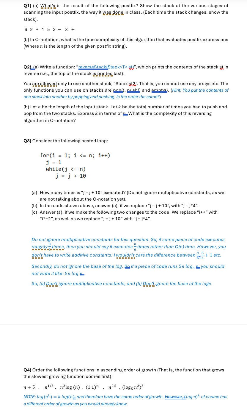 DATA STRUCTURES PLZ SOLVE Q 1 ) ( a ) What's is