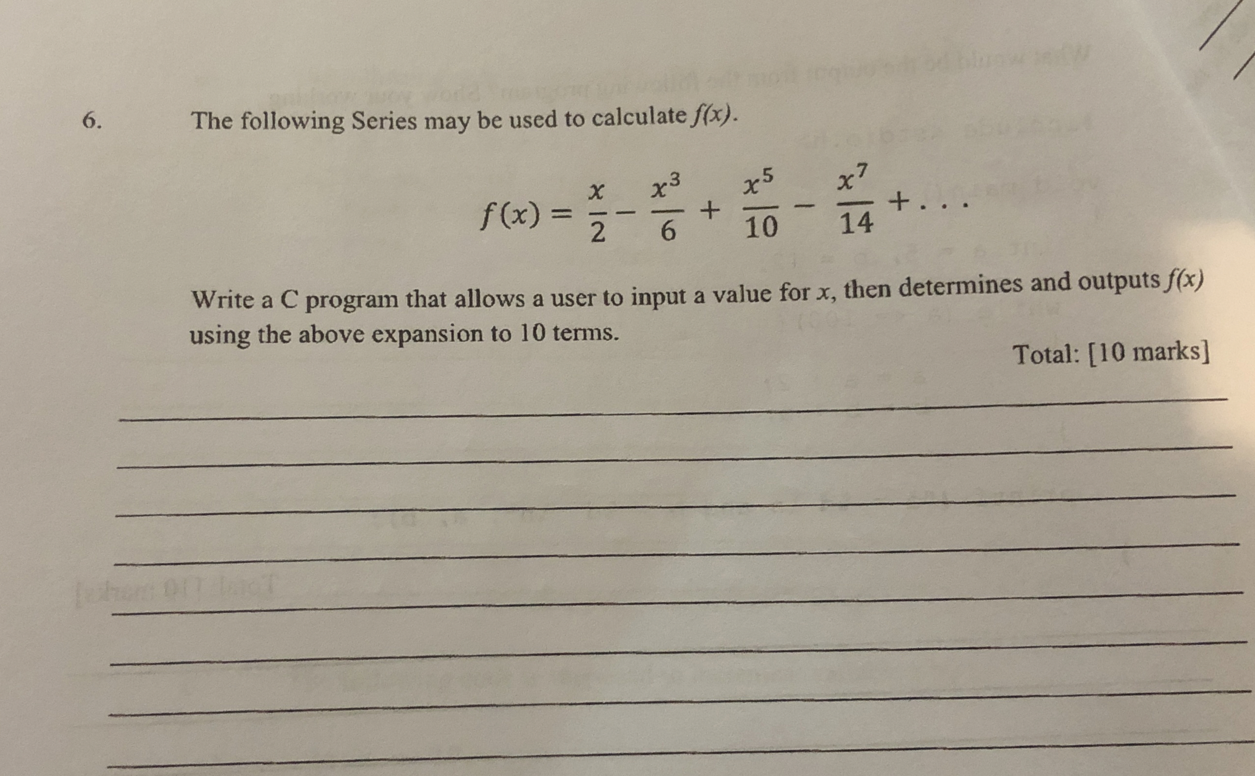 The following Series may be used to calculate f (
