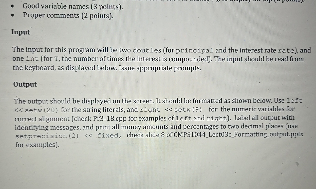 Interest Earned Total points: 2 5 Assuming there