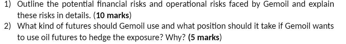 1) Outline the potential nancial risks and