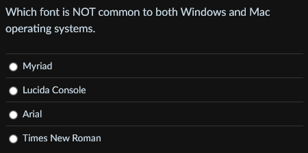 Which font is NOT common to both Windows and Mac
