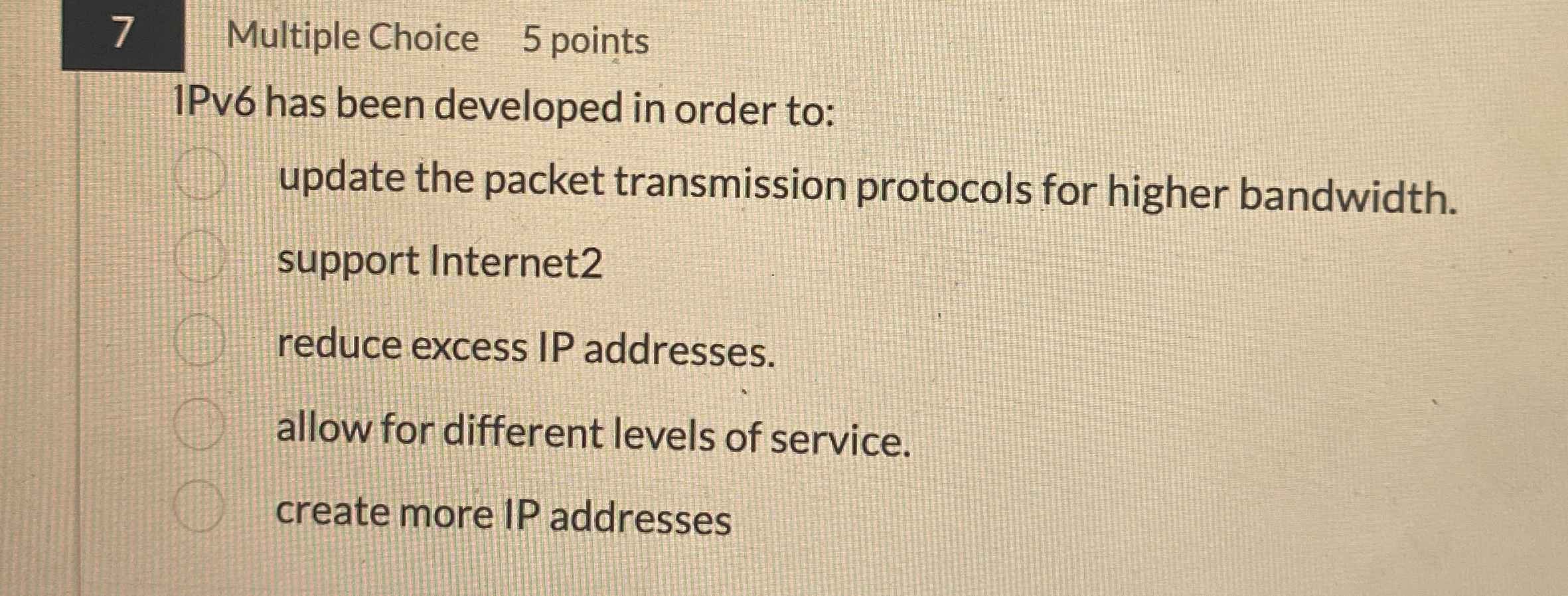 7 Multiple Choice 5 points 1 Pv 6 has been