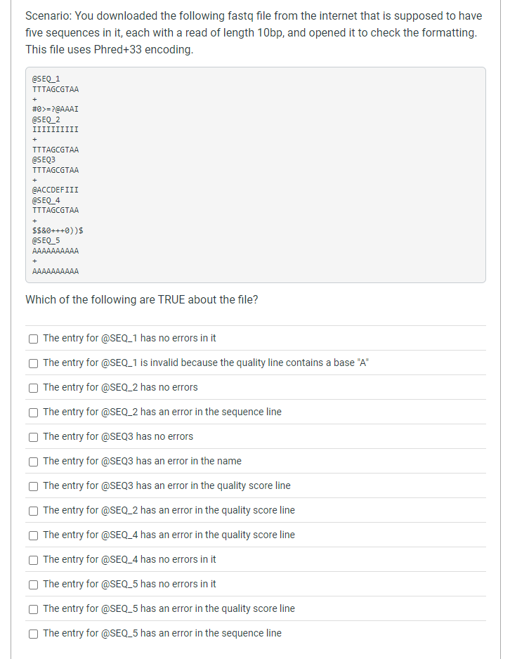 Scenario: You downloaded the following fastq file