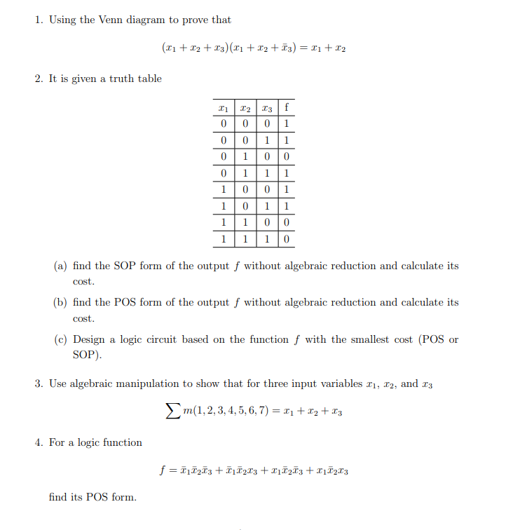 Using the Venn diagram to prove that ( x 1 + x 2