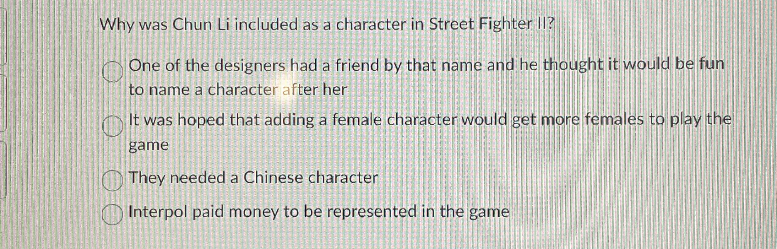 Why was Chun Li included as a character in Street