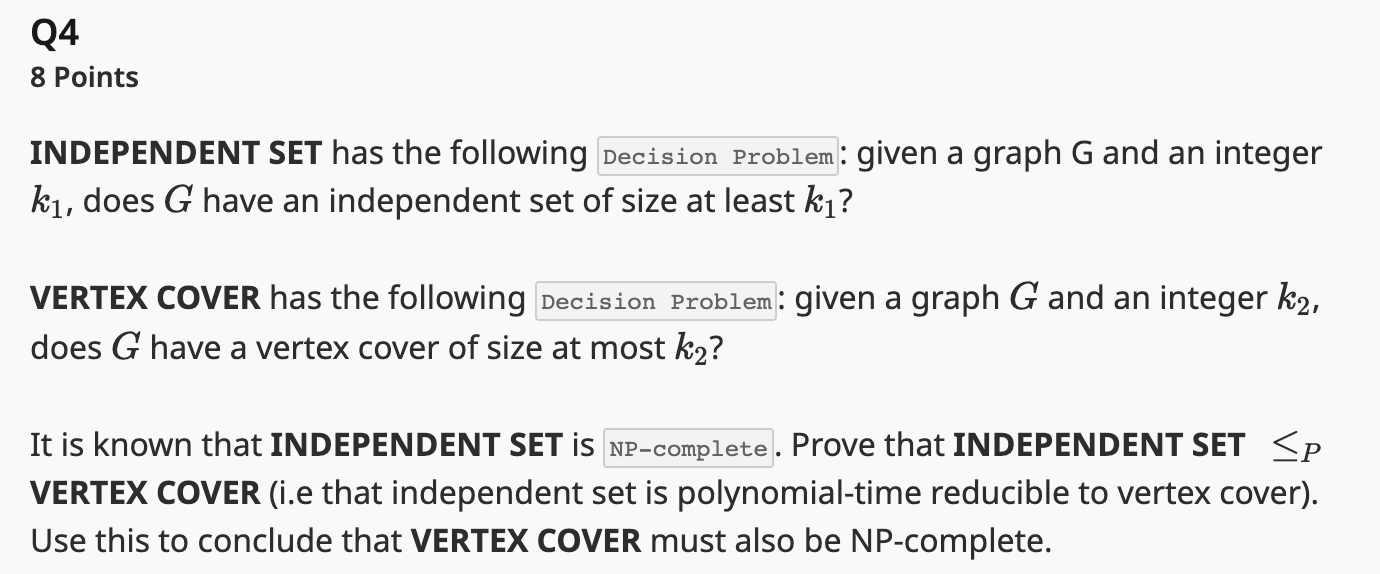 INDEPENDENT SET has the following : given a graph