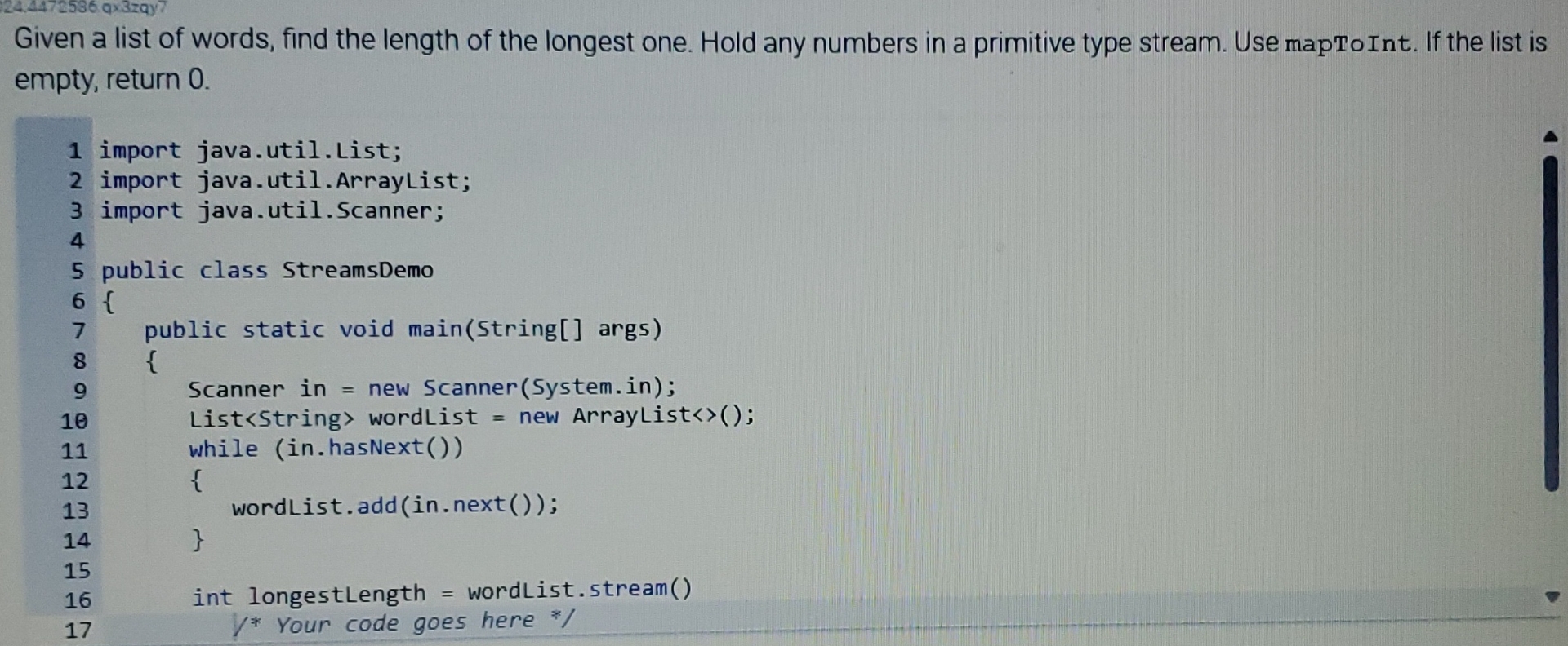 Given a list of words, find the length of the