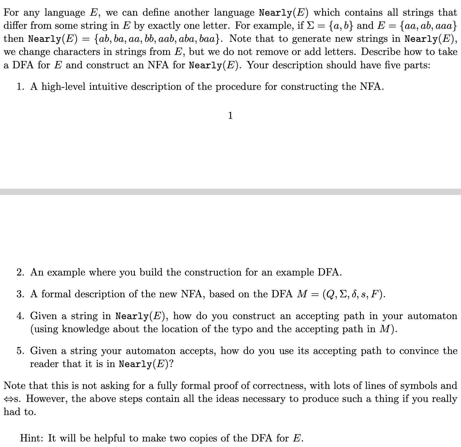 For any language E , we can define another