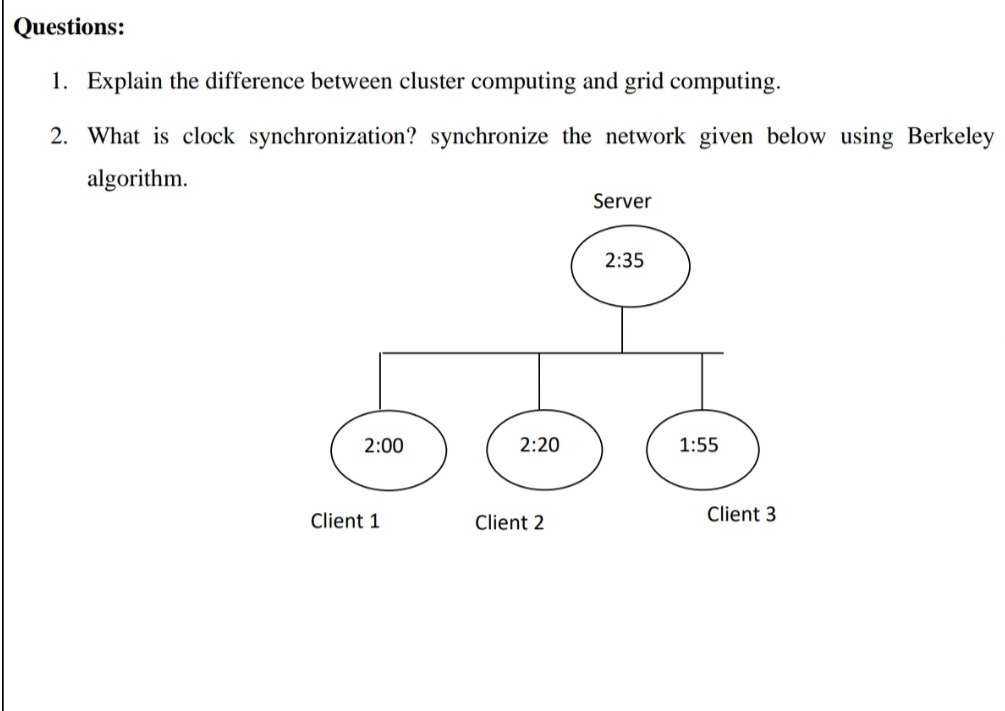Questions: Explain the difference between cluster