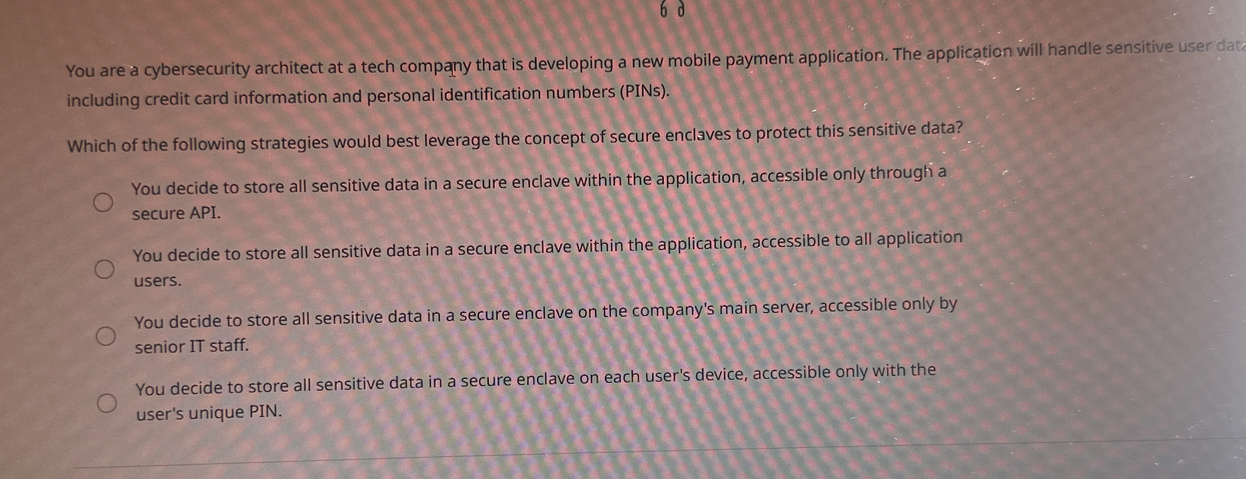 You are a cybersecurity architect at a tech
