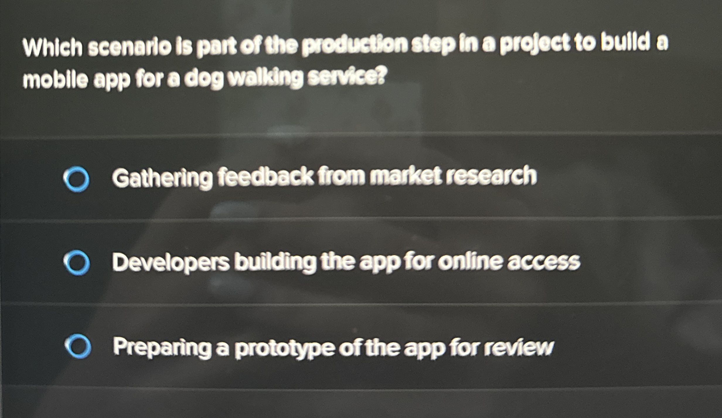Which scenarto is part of the preduetion step in