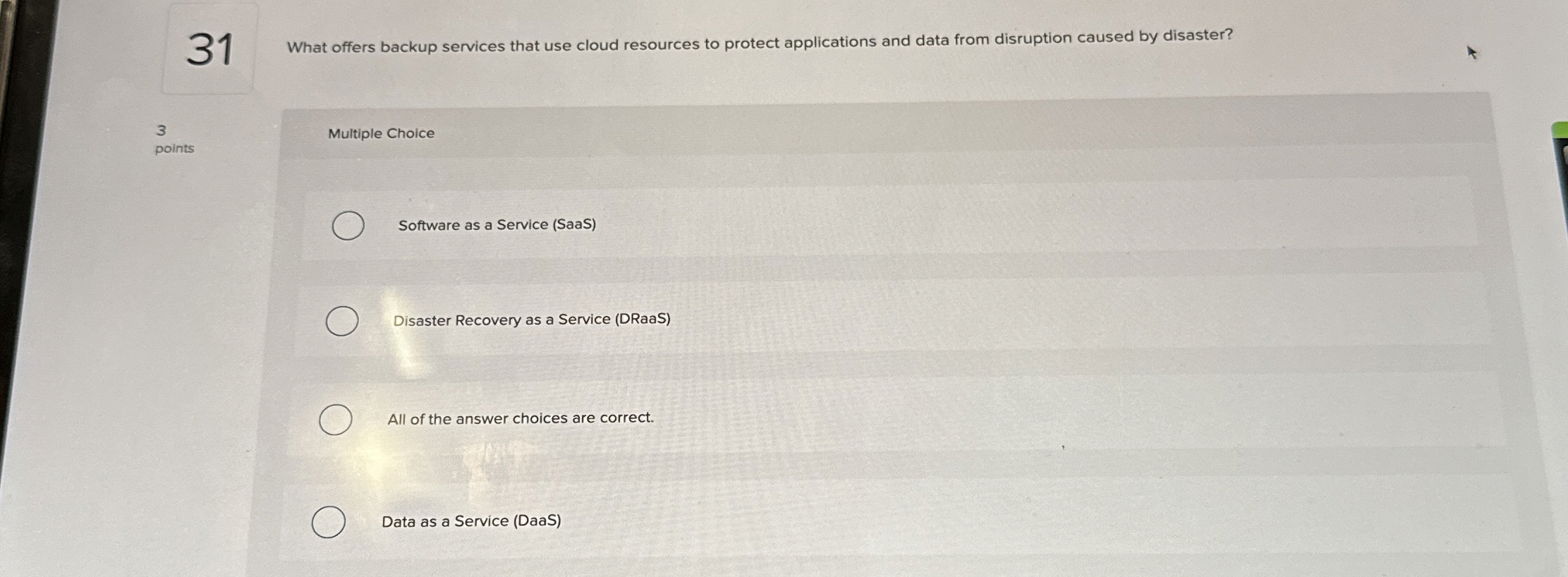 3 1 What offers backup services that use cloud