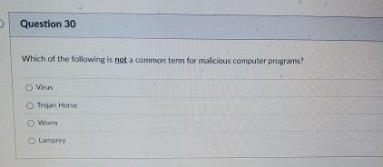 Question 3 0 Which of the following is not a
