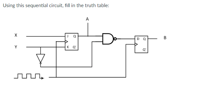 Using this sequential circuit, fill in the truth