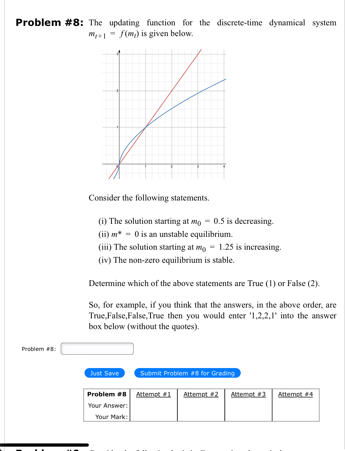 Problem # 8 : The updating function for the