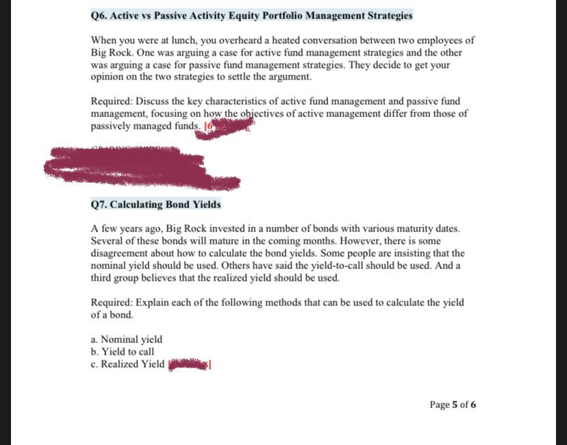 Q6. Active vs Passive Activity Equity Portfollo