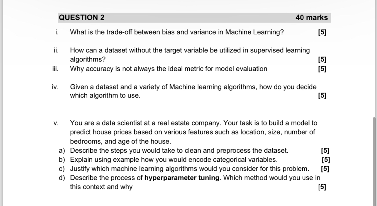 QUESTION 2 i . What is the trade - off between
