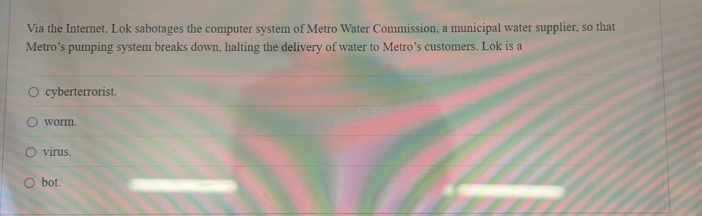 Via the Internet, Lok sabotages the computer