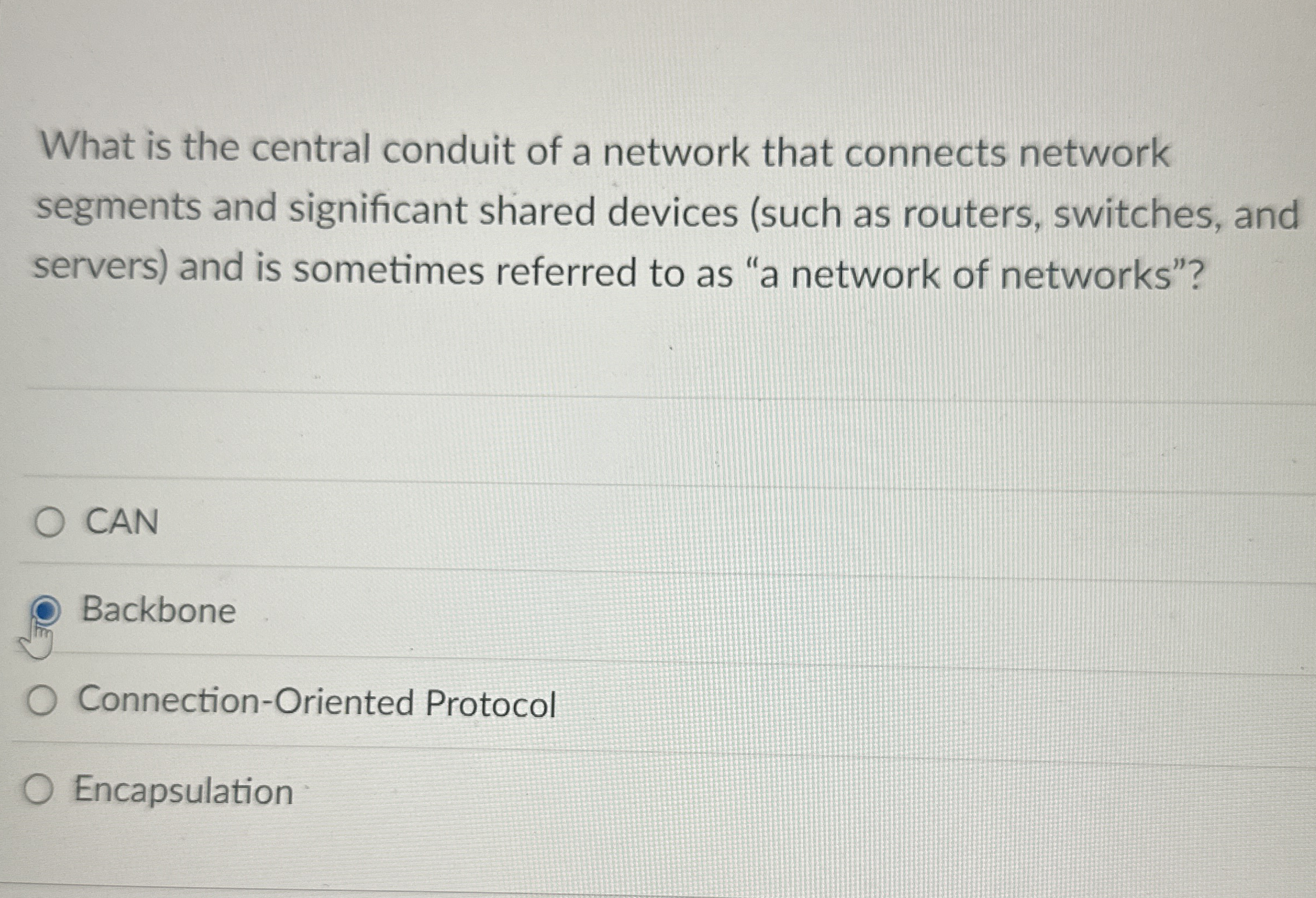 What is the central conduit of a network that