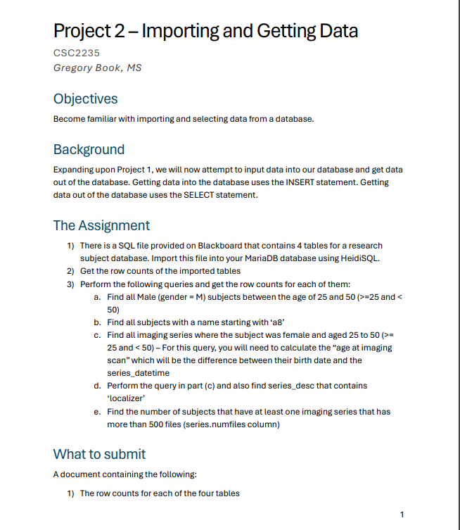 Project 2 - Importing and Getting Data CSC 2 2 3