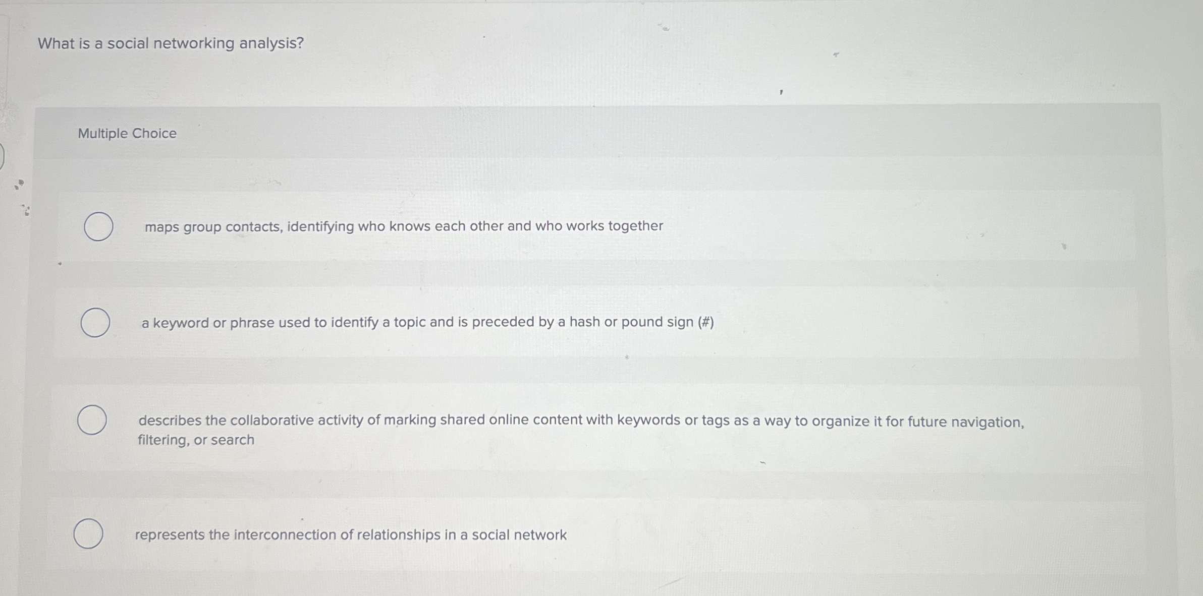 What is a social networking analysis? Multiple