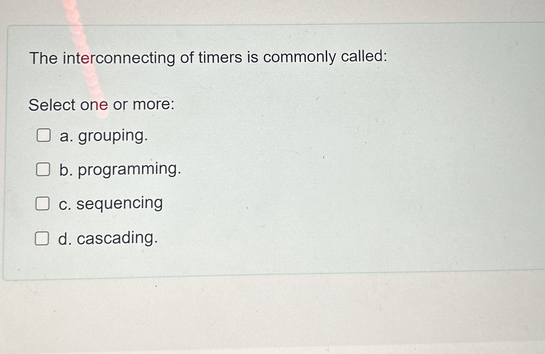 The interconnecting of timers is commonly called: