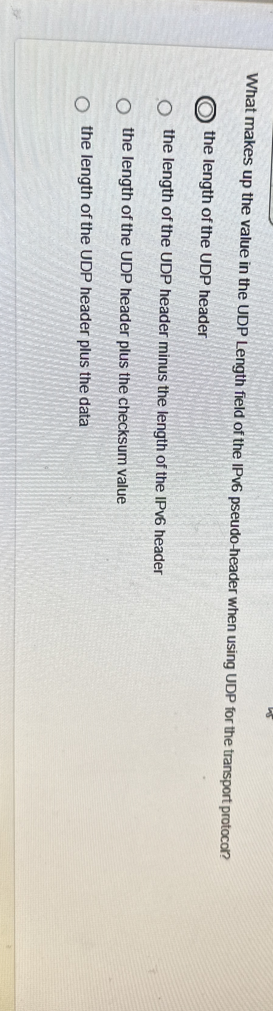 What makes up the value in the UDP Length field