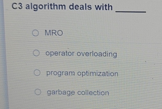 C 3 algorithm deals with q , MRO operator