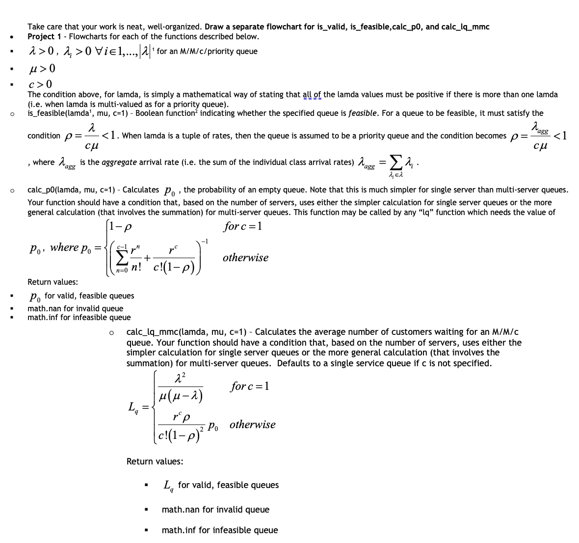 calc _ lq _ mmc ( lamda , mu , c = 1 ) -