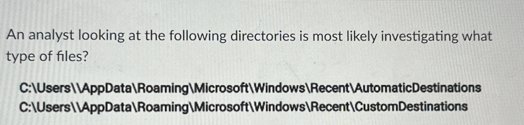 An analyst looking at the following directories