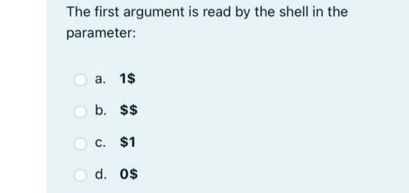 The first argument is read by the shell in the