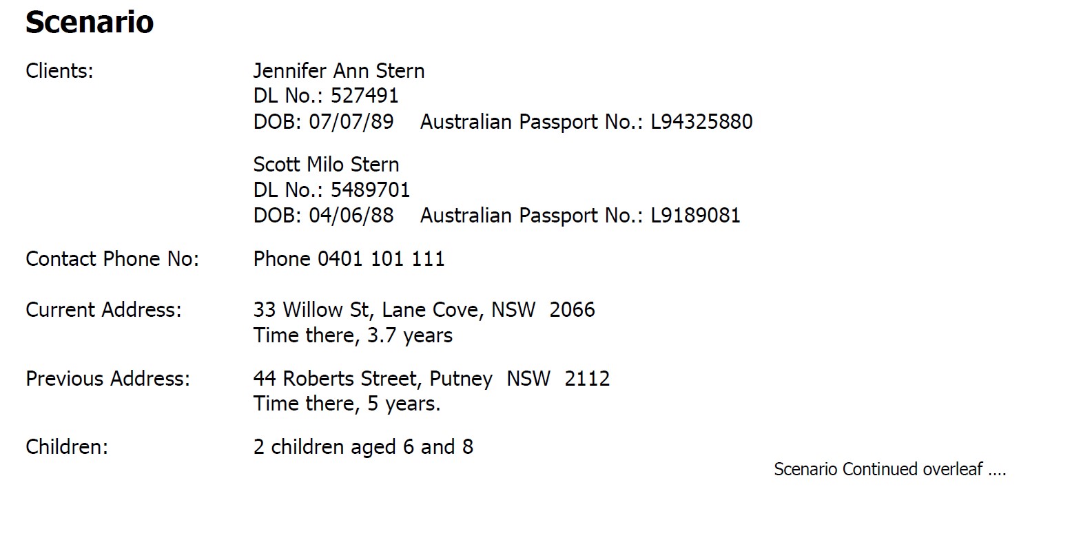 Fact Find Initial Interview: Time Date Location