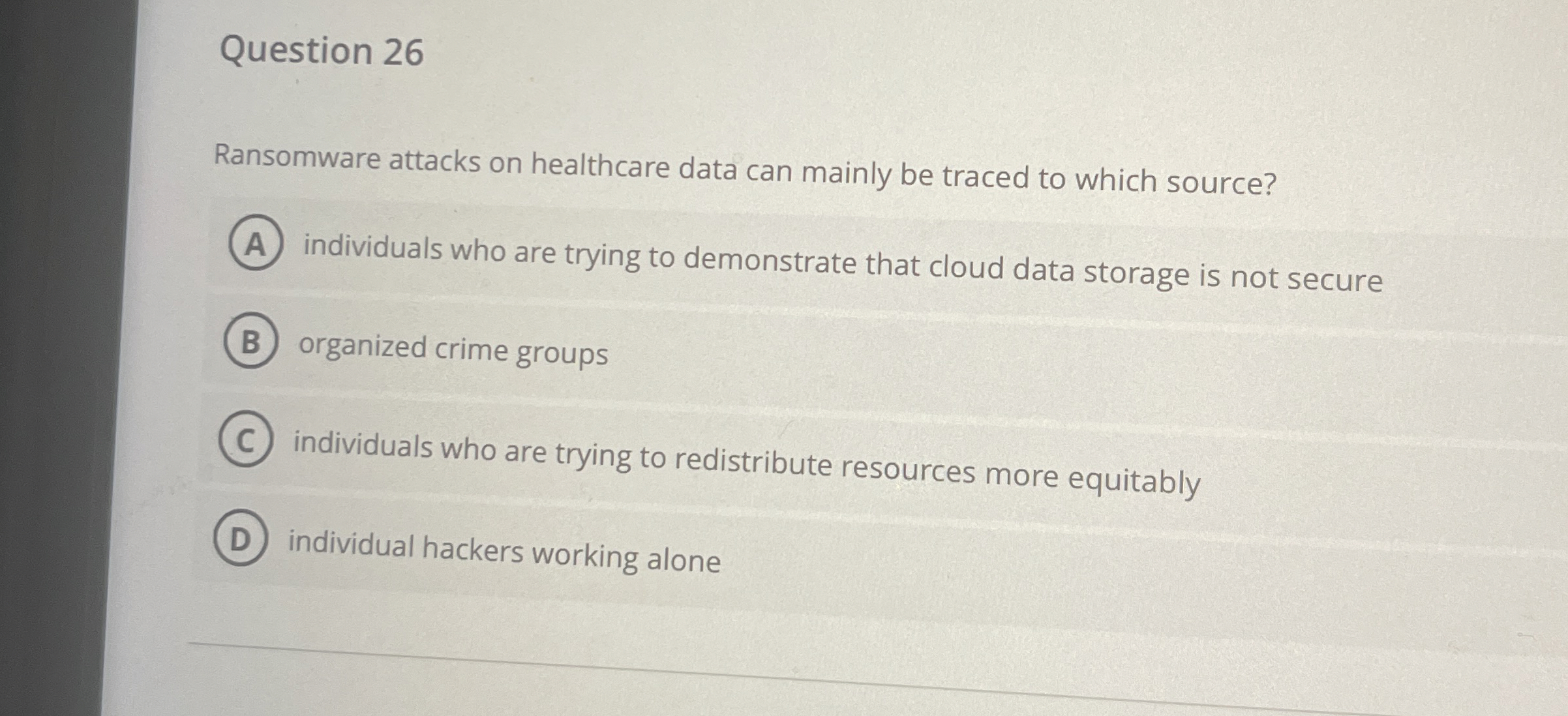 Question 2 6 Ransomware attacks on healthcare