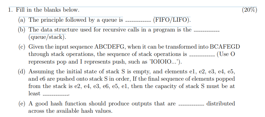 1 . Fill in the blanks below. ( a ) The principle