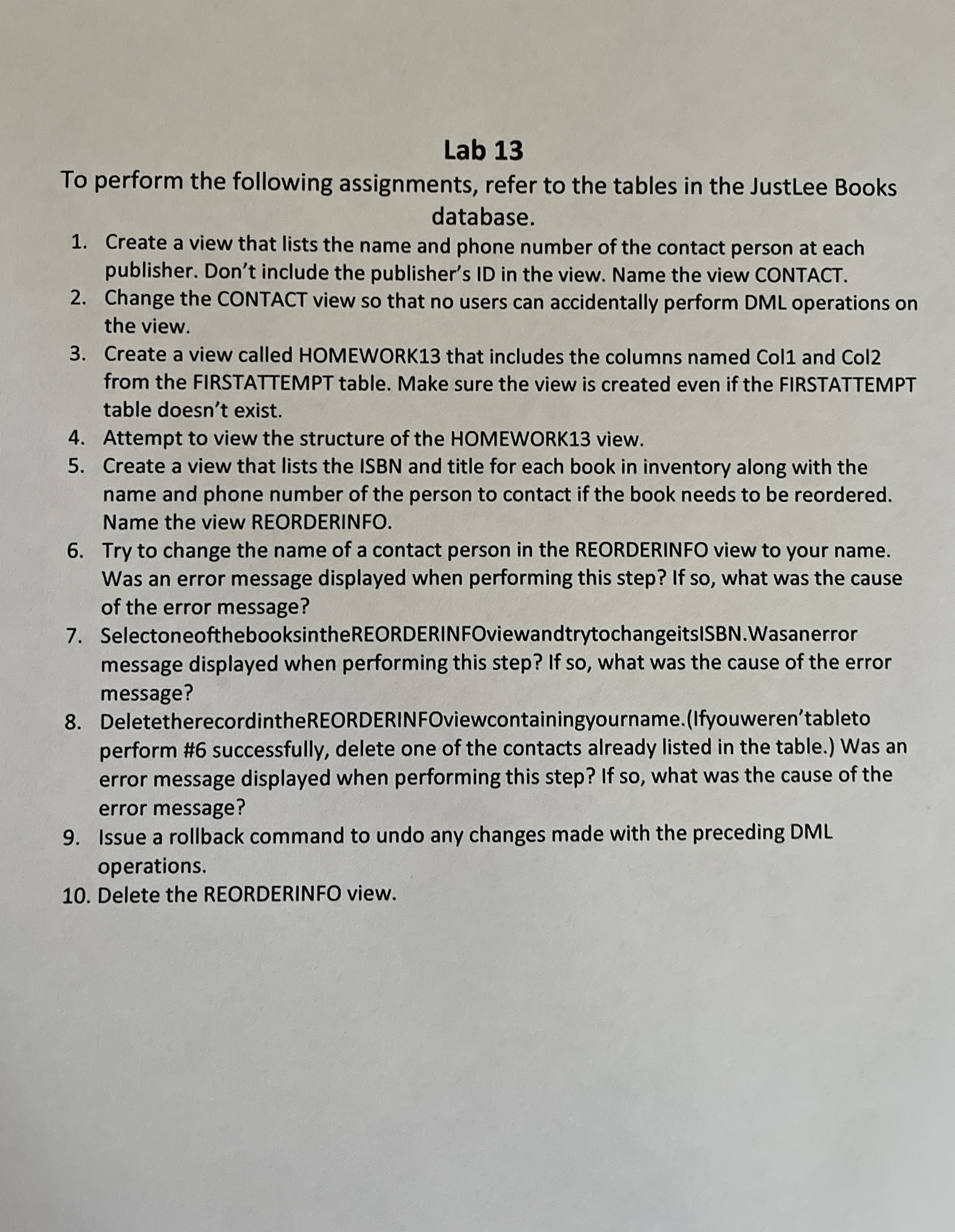 Lab 1 3 To perform the following assignments,