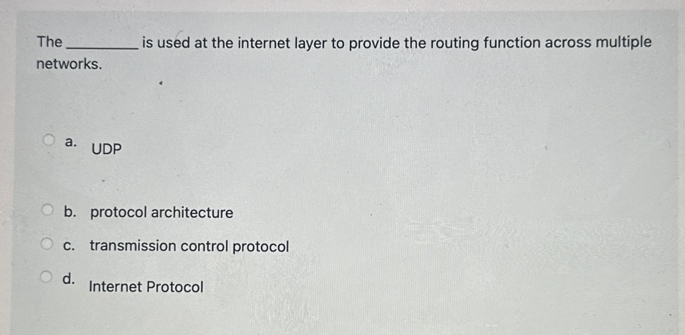 The is used at the internet layer to provide the