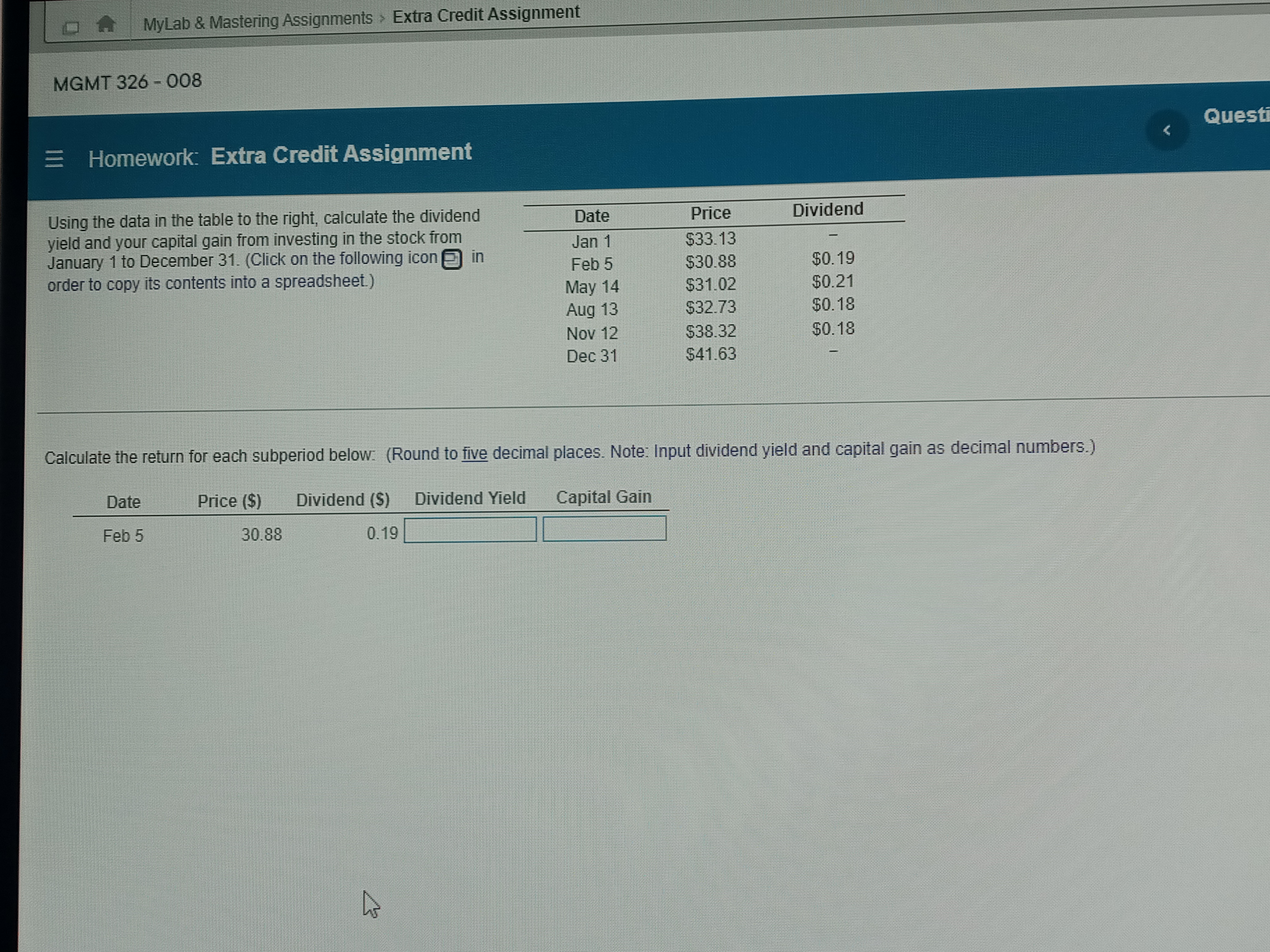 MyLab & Mastering Assignments > Extra Credit
